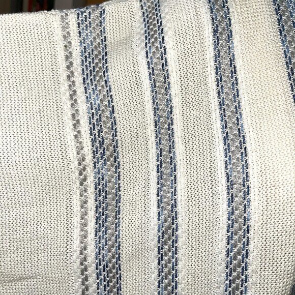 Lucky Brand Shawl Poncho Womens Size Small S Woven Open Striped Bohemian Ivory - Picture 7 of 10